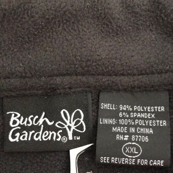Busch Gardens Jacket sz XXL Fleece Lined Black - Picture 7 of 13